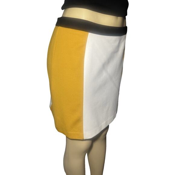 Vivienne Tam Women Mini Skirt Short Skirt 8 Yellow, Cream, Black Color Block - Picture 3 of 11